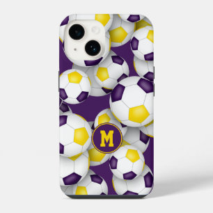 Purple gold soccer team colours sports pattern iPhone 14 case
