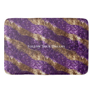 Purple Gold Sparkle Glitter Bath Mat