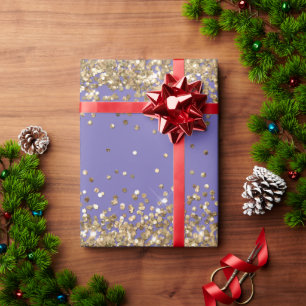 Purple Gold Sparkle Glitter Wrapping Paper