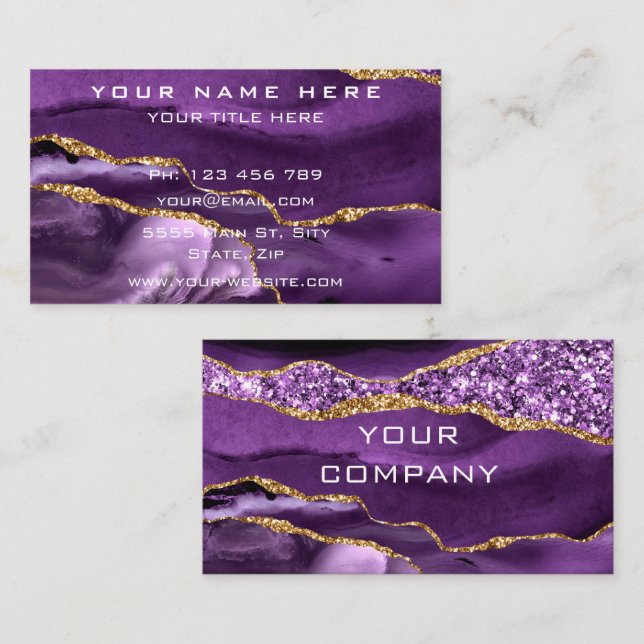 Purple Gold Sparkly Business Card Your Own Design (Front/Back)