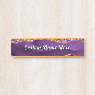 Purple Gold Sparkly Custom Name Door Sign Example