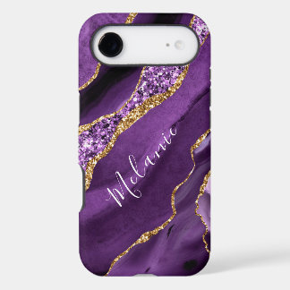 Purple Gold Sparkly iPhone Case Personalized Name