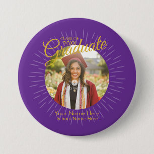 Purple & Gold Star Graduate Button