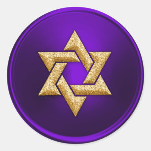 Purple Gold Star of David Envelope Seal