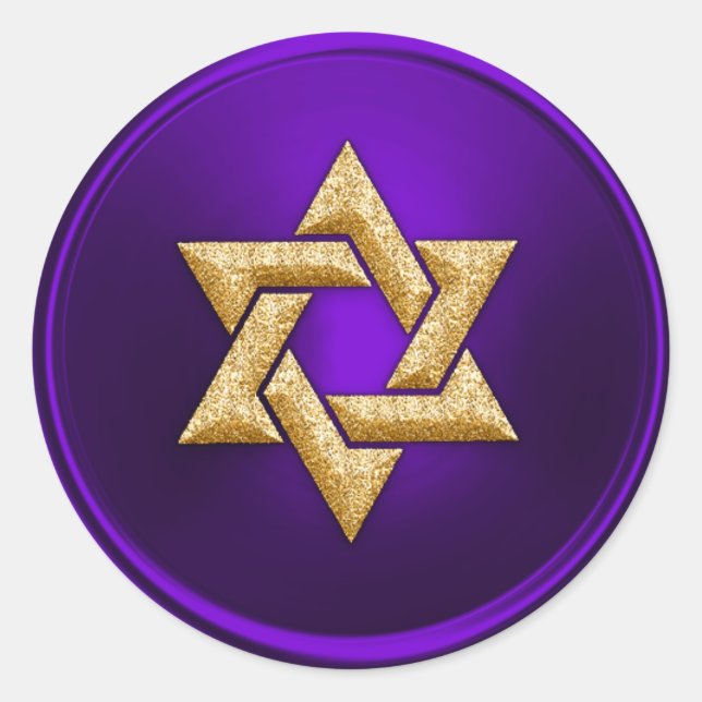 Purple Gold Star of David Envelope Seal (Front)