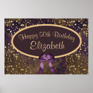 Purple Gold Stardust 50th Birthday   Poster