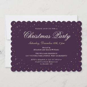 Purple Gold Starry Christmas Holiday Party Invitation