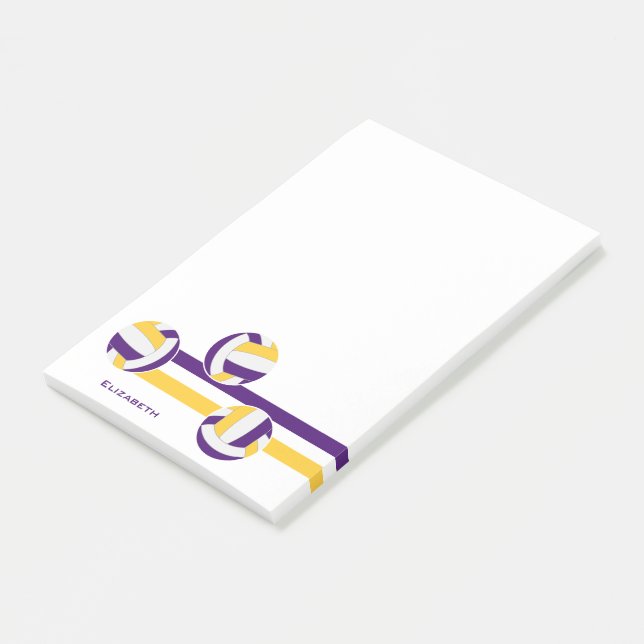purple gold stripes volleyball player name post-it notes (Angled)