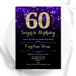 Purple Gold Surprise 60th Birthday Invitation<br><div class="desc">Surprise 60th birthday party invitation. Elegant purple design with faux glitter gold. Features stylish diamonds, bokeh lights and script font. Men or women bday invite. Perfect for a stylish adult birthday party. Personalise with your own details. Message me if you need further customisation. Printed Zazzle invitations or instant download digital...</div>
