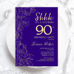 Purple Gold Surprise 90th Birthday Invitation<br><div class="desc">Purple Gold Surprise 90th Birthday Invitation. Minimalist modern feminine design features botanical accents and typography script font. Simple floral invite card perfect for a stylish female surprise bday celebration.</div>