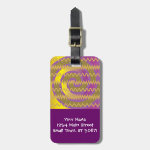 Purple Gold Swirls Waves Chevron Pattern Luggage Tag