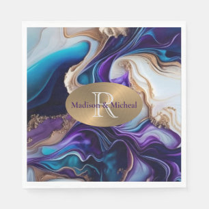 Purple, Gold, Teal Elegant Wedding Napkin