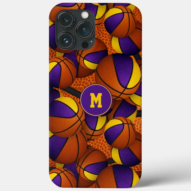 Purple gold team colours basketballs pattern Case-Mate iPhone case (Back)