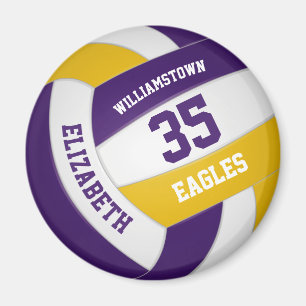 purple gold team colours boys girls volleyball magnet