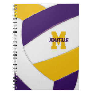 purple gold team colours girls boys volleyball notebook