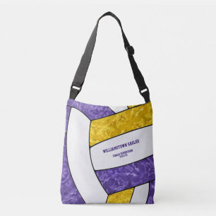 Purple gold team colours volleyball athlete coach crossbody bag