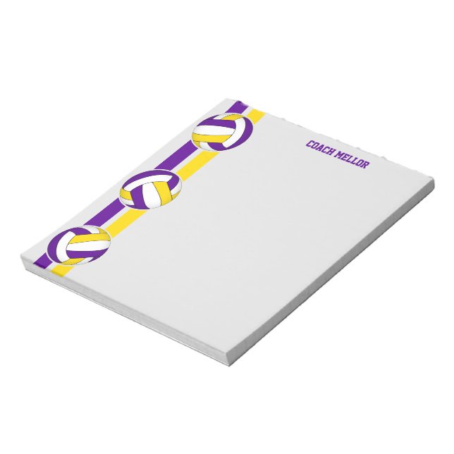purple gold team colours volleyball coach custom notepad (Rotated)
