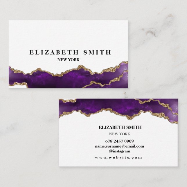 Purple & gold Texture Marble Business Card (Front/Back)