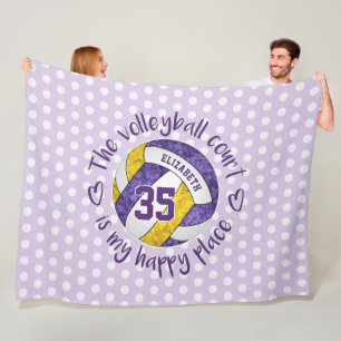 purple gold The volleyball court is my happy place Fleece Blanket