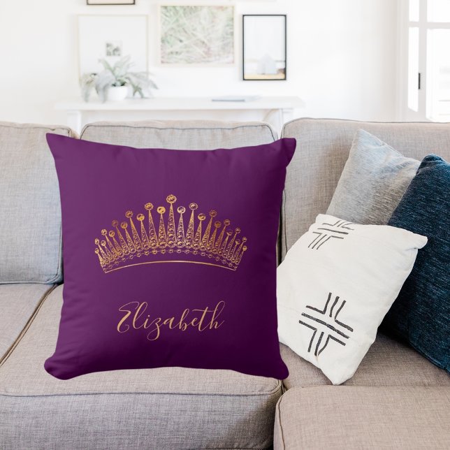 Purple gold tiara crown name elegant cushion (Creator Uploaded)