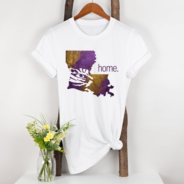 Purple Gold Tiger Home State Louisiana Tri-Blend Shirt (Creator Uploaded)