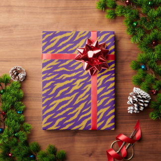 Purple Gold Tiger Wrapping Paper