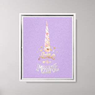 Purple Gold Unicorn Inspirational quote Canvas Print