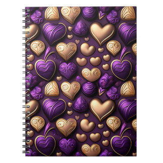 PURPLE & GOLD VALENTINE HEART CANDIES NOTEBOOK