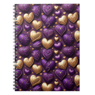 PURPLE & GOLD VALENTINE HEART CANDIES NOTEBOOK
