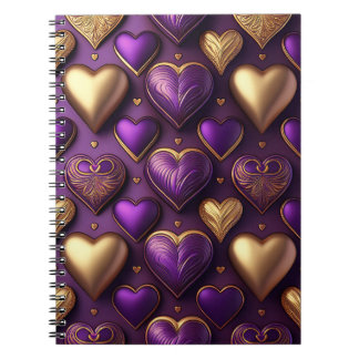 PURPLE & GOLD VALENTINE HEART CANDIES NOTEBOOK