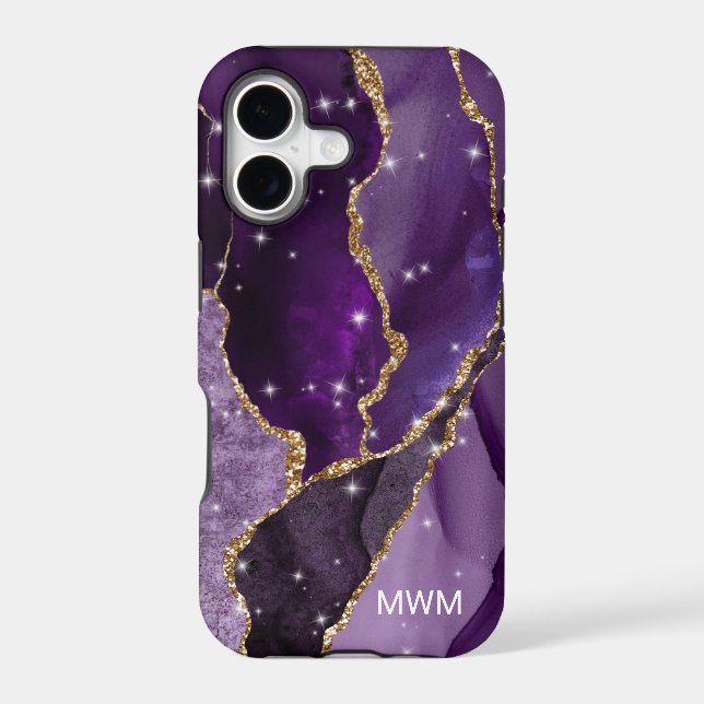 Purple Gold Veins Agate Monogram (Back)