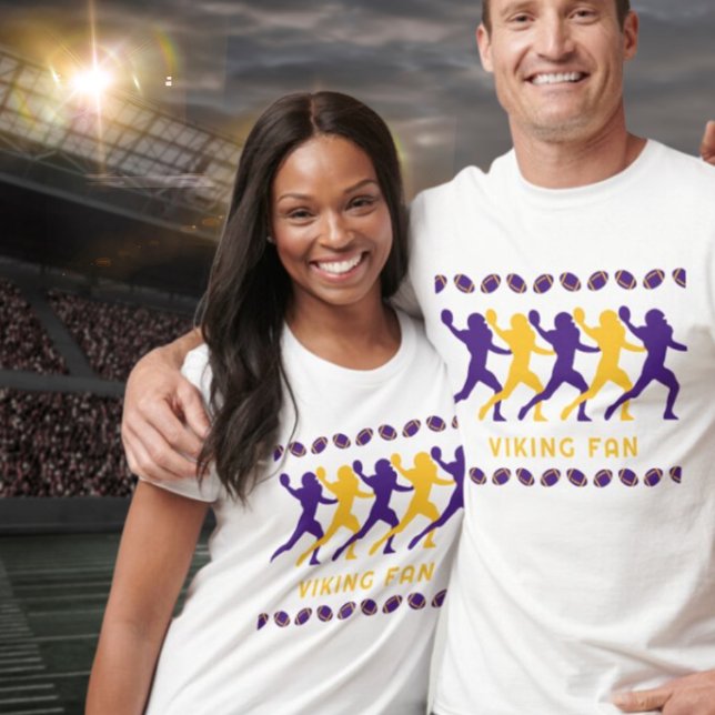 Purple Gold Viking Fan Football player Silhouettes T-Shirt (Creator Uploaded)