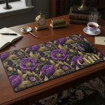 Purple Gold Vintage William Morris Floral Monogram Desk Mat<br><div class="desc">Adorn your desk with a touch of classic art history with this custom William Morris-inspired floral desk mat. Featuring a beautiful vintage botanical pattern in rich, tones of green, gold and royal purple, this large mousepad transforms your workspace into a work of art. The intricate, retro-style floral design brings a...</div>