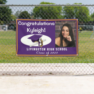 Purple & Gold Vinyl Graduation Photo Banner