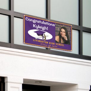 Purple & Gold Vinyl Graduation Photo Banner