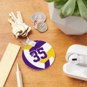 Purple gold volleyball team colours key ring
