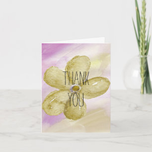 Purple Gold Watercolor Flower Thank You Card