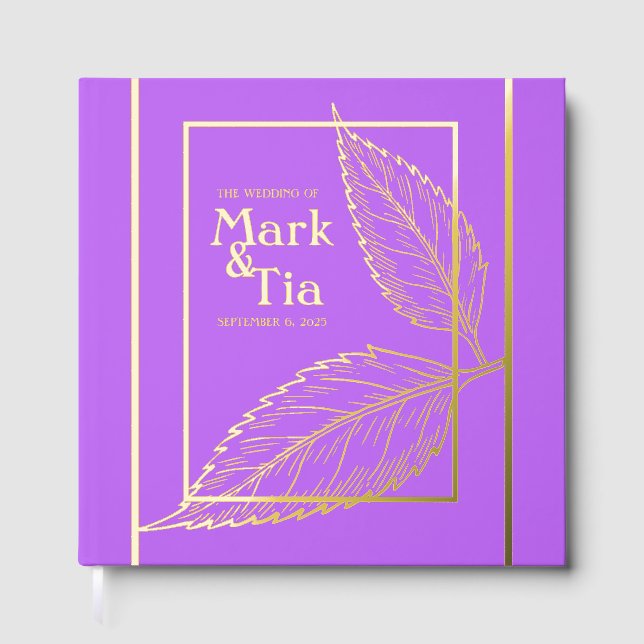 Purple Gold Wedding Foil Guest Book (Front)