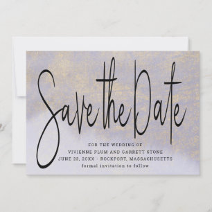 Purple Gold Wedding Save the Date Invitations
