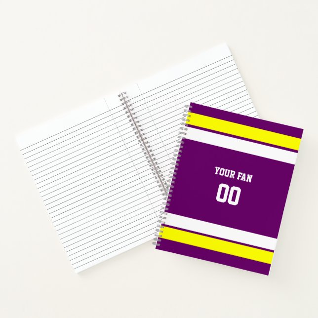 Purple, Gold & White Football Team Spiral Notebook (Inside)