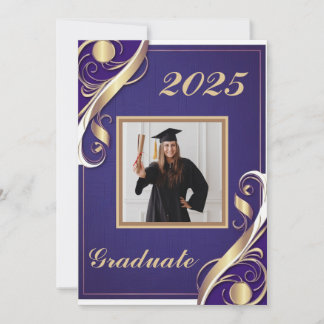 Purple Gold White Graduation 2025 Invitation