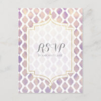 Purple Gold & White Moroccan Modern Wedding RSVP