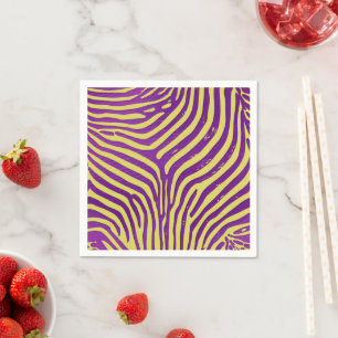 Purple & Gold Zebra Stripes Pattern Decoupage Napkin