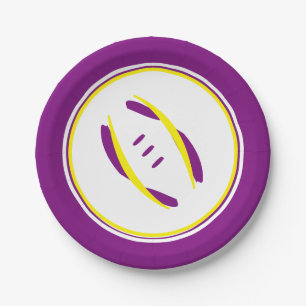 Purple & Golden  Artistic Football 7" Paper Plates