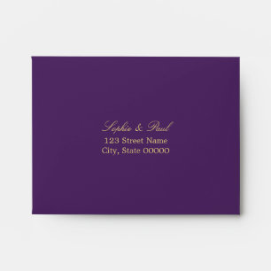 Purple Golden Beige Self Addressed RSVP Envelope