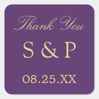 Purple Golden Beige Wedding Favour Thank You