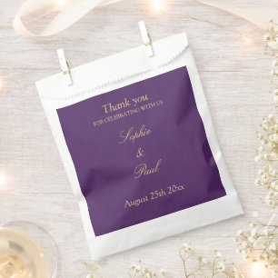 Purple Golden Beige Wedding Thank You Favour Bags