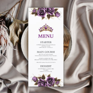Purple Golden Tiara Roses Quinceañera  Menu