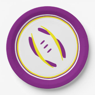 Purple & Golden Yellow Artistic Football 9" Plates