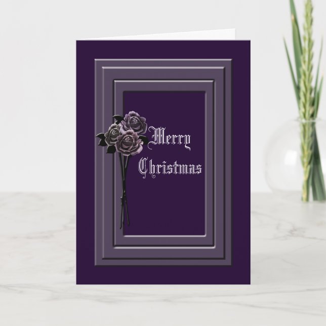 Purple Gothic Christmas Customisable Holiday Card (Front)